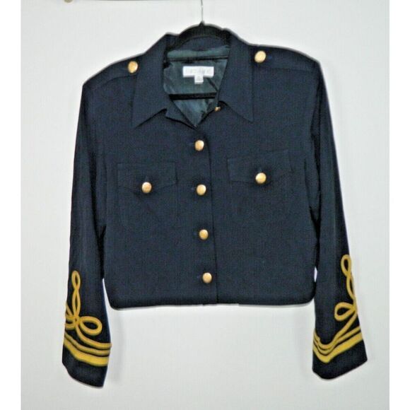 Karen Kane Jacket Blazer X-Large Blue Gold Button Embroidered Gold Rope Nautical - Picture 3 of 10